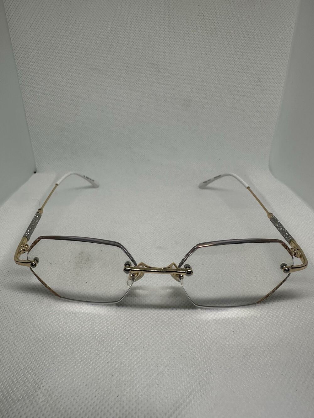 Zenni 814250 R000814250 Eyeglasses Frames Gold Geometric 58-18-143 Unisex Metal